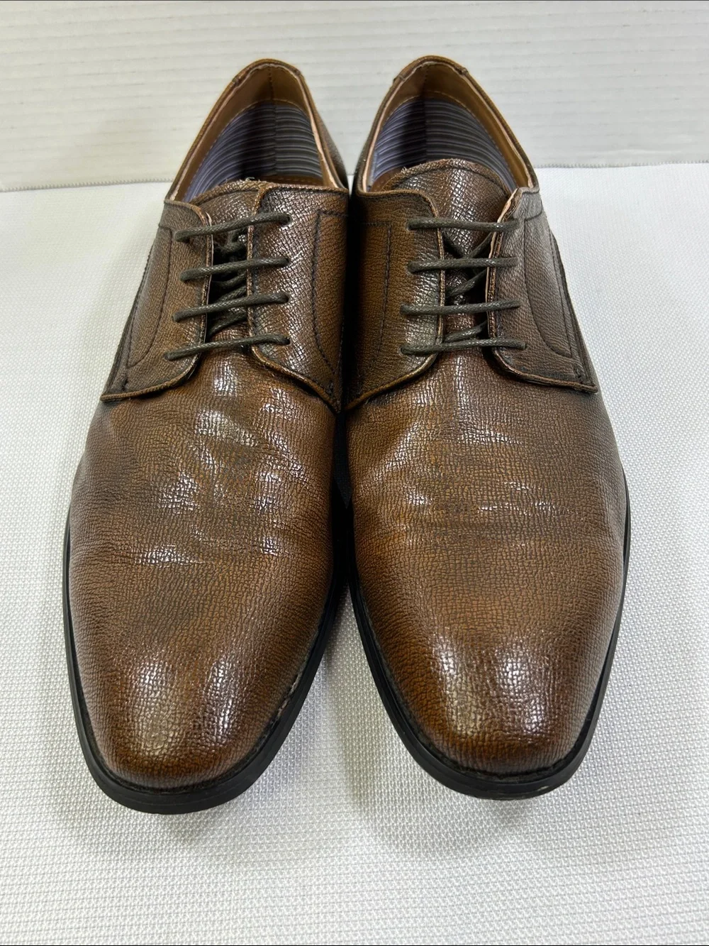 Robert Wayne Brown Textured Leather Derby Dress Shoes Men’s 13D